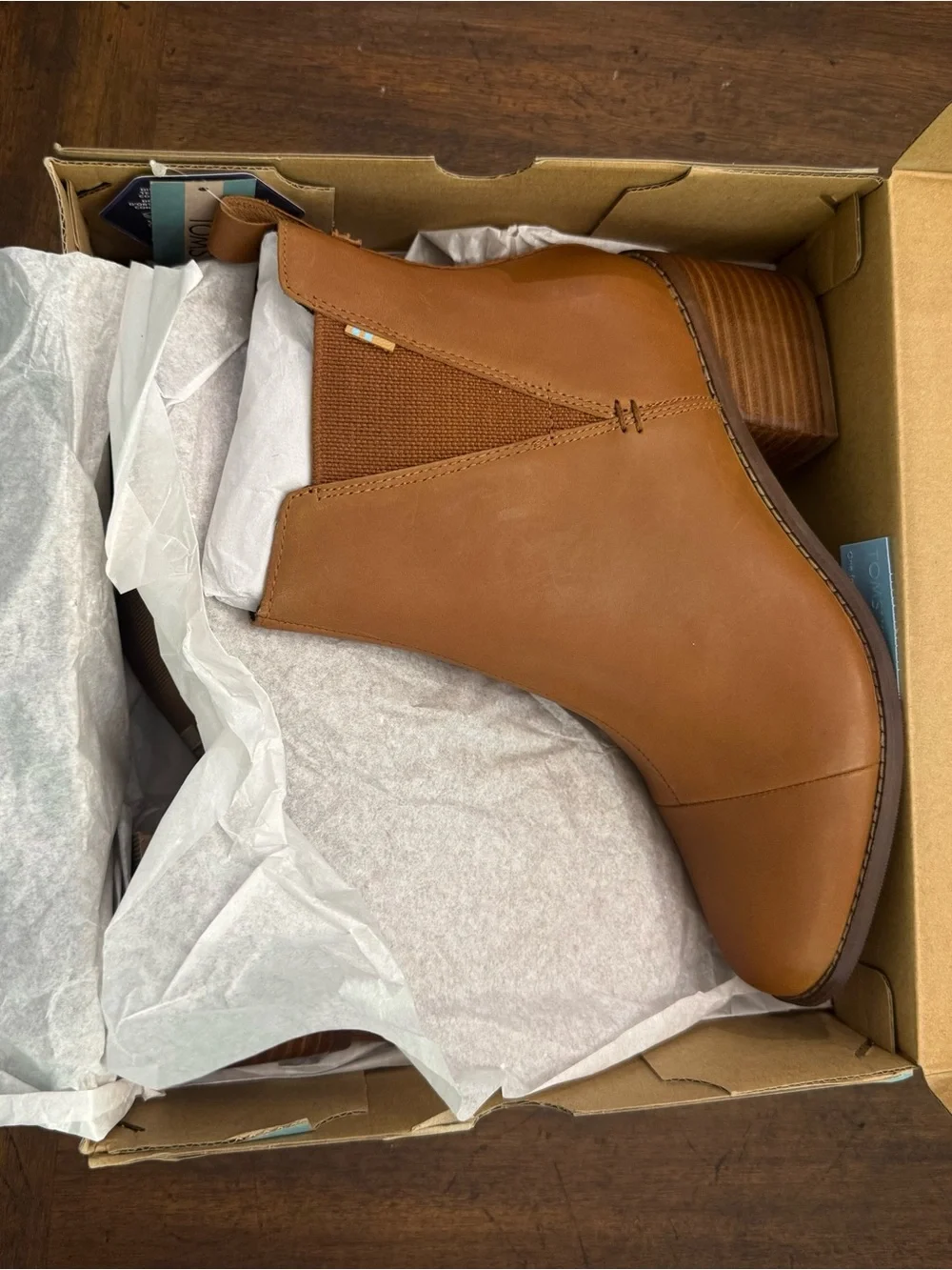 TOMS Esme Tan Leather Ankle Booties